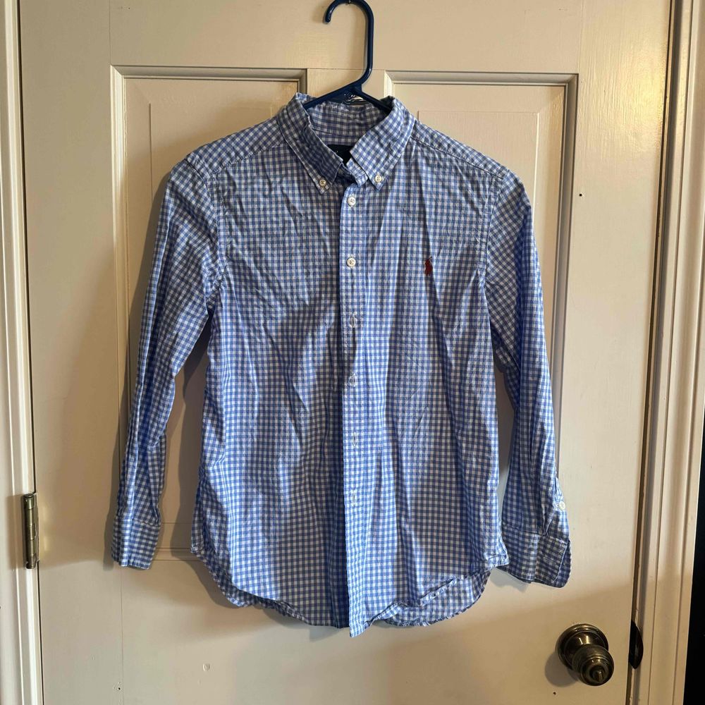 Ralph Lauren Boys Blue Long Sleeve Button-Up Shirt Size Medium